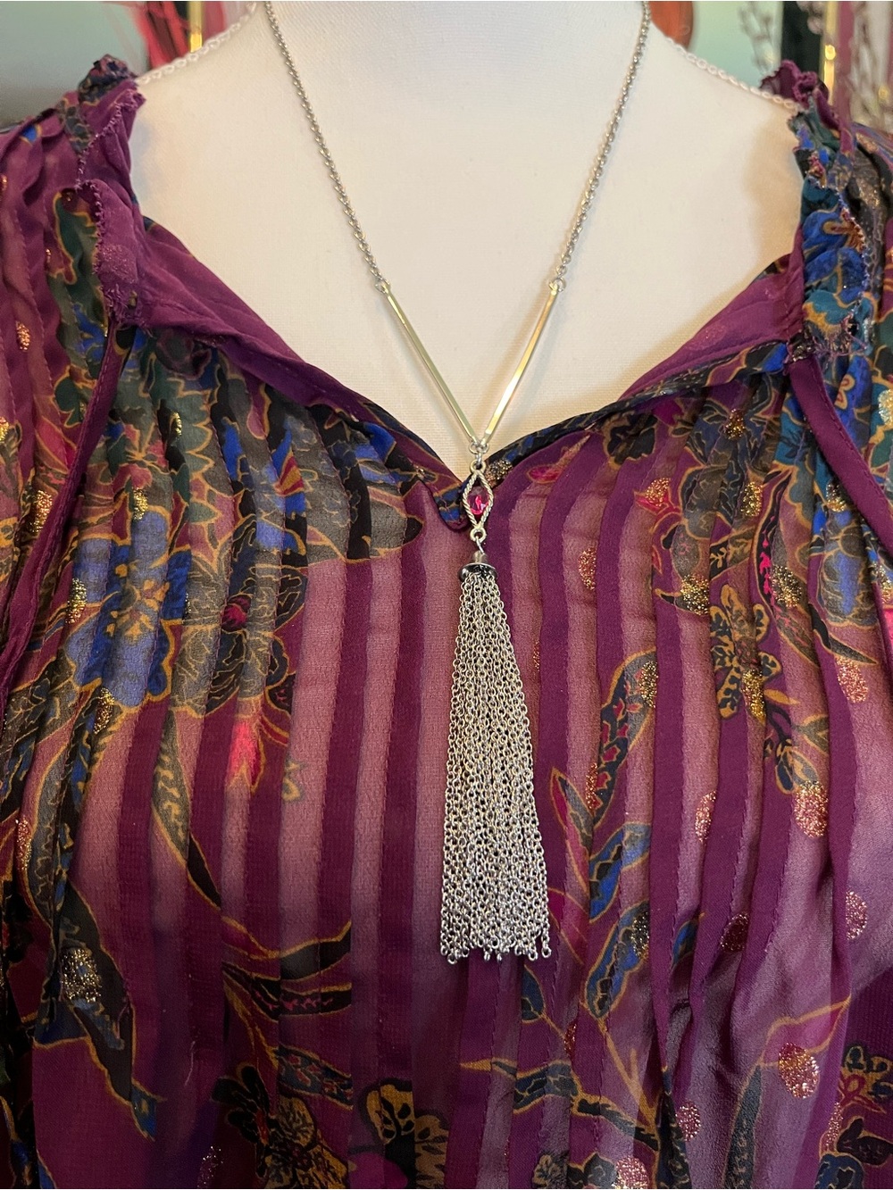 Vintage 1970s Sarah Coventry Silver Tassel Pendant Necklace
